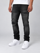 Reason 'Distressed' washed black denim jeans, stylish distressed denim pants with a relaxed fit and faded black wash.