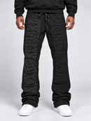 Black SPARK 'No Risk No Reward' stacked sweatpants, casual athletic wear with a relaxed fit and stylish design.