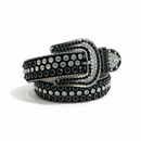 Post Human Black White Rhinestone Belt - FRESH N FITTED