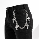 Jewelry Essentials 'Rhinestone Crosses' Pocket Chain (Silver) - FRESH N FITTED