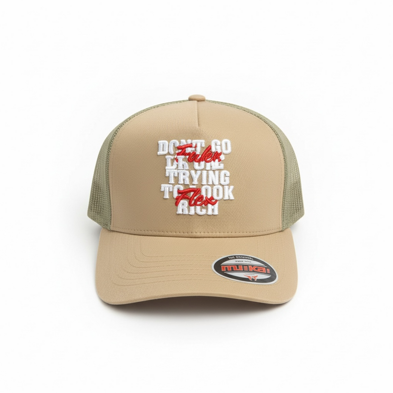 MUKA 'Fake Flex' Trucker Hat (Khaki) T5501B