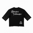 Highly Undrtd 'Thru The Smoke' Legacy Perm 3/4 Sleeve Rhinestone Cropped T-Shirt (Black) HS6504 - FRESH N FITTED