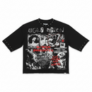Highly Undrtd 'No Pain No Gain' Legacy Perm 3/4 Sleeve Rhinestone Cropped T-Shirt (Black) HF5507NT - FRESH N FITTED