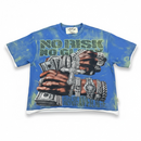 BKYS 'No Risk' Cropped Rhinestone T-Shirt (French Blue) T1464 - FRESH N FITTED