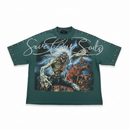 Rare Peace 'Save Our Souls' Oversized Rhinestone Cropped T-shirt (Pine Green) RT6009