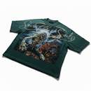 Rare Peace 'Save Our Souls' Oversized Rhinestone Cropped T-shirt (Pine Green) RT6009