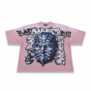 Rare Peace 'Mask' Oversized Rhinestone Cropped T-shirt (Dust Pink) RT6004