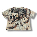 Rebel Minds 'Conquer Rhinestone' Tapestry T-Shirt (Cream) 610-12703 - FRESH N FITTED