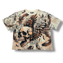 Rebel Minds 'Conquer Rhinestone' Tapestry T-Shirt (Cream) 610-12703 - FRESH N FITTED