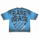 Blue t-shirt with 'RARE PEACE' text design on a white background by Fresh N Fitted