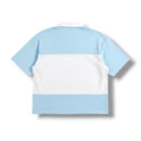 Majestik 'Champion' Rhinestone Rugby Patched Polo Shirt (Light Blue) SH26105