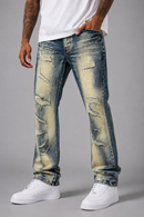 Makobi Sergio straight fit denim jeans in dirt wash, featuring classic denim texture and stitching details.