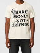 Beige 3Forty Inc. Make Money Not Friends T-shirt, casual men's tee with bold printed design and comfortable fit.