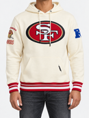Pro Standard San Francisco 49ers Retro Classics hoodie in eggshell with embroidered team logo on fleece fabric.