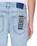 Ksubi Van Winkle Duke Blue Denim jeans, slim fit, featuring classic five-pocket design and distressed details.
