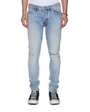 Ksubi Van Winkle Kasper blue denim jeans with classic five-pocket design and distressed details, displayed on a plain background.