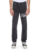 Ksubi Chitch Powder Grey Outfield denim jeans in charcoal, showcasing classic denim texture and slim fit silhouette.