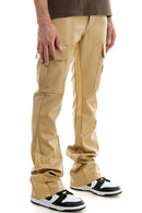 KDNK PU Stacked Skinny Flare Pants In Tan KNB3330