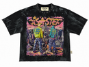 Men's black BKYS Disaster cropped rhinestone T-shirt, featuring a bold design, styled for a modern, edgy look.