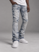 BLACK LIGHT 'Cross' Flare Fit Denim in Ice Blue