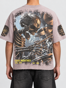 Stray 'Skull & Bones' Oversized Drop Shoulder Cropped T-Shirt In Dust Pink