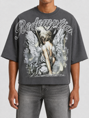 Papercut 'Redemption' Oversized Cropped Tee In Grey at Fresh N Fitted