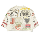 Cream Prestige Money Power Respect cropped T-shirt with bold printed text, casual fit, and soft fabric for everyday wear.