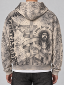 RARE PEACE 'Forever' Pull Over Rhinestone Air Brush Jacket in Ecru