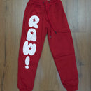 Kids RAWYALTY KIDS RAW sweatpants in vibrant red, soft cotton fabric with an elastic waistband and comfortable fit.