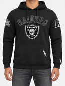 Black Pro Standard Raiders Rebel hoodie with front view showing Raiders logo and stylish design details.