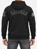 Black Pro Standard Las Vegas Raiders Rebel hoodie shown from the back, featuring team logo and casual athletic style.