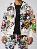 RARE PEACE Graffiti Doodle oversized zip-up hoodie in ecru with all-over washed graffiti print