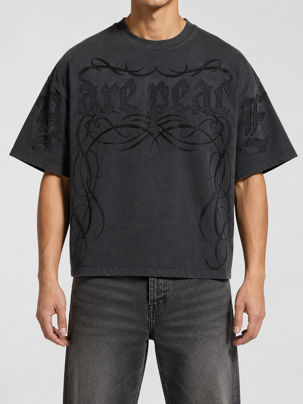 Rare Peace 'Trust No One' Oversized Rhinestone Cropped T-Shirt In