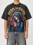 Black Rebel Minds Rebel To Saint cropped T-shirt, casual tee with graphic design, short sleeves, and fitted style.