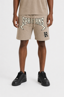 Rebel Minds Spartans Washed Shorts in taupe, casual men's shorts with a relaxed fit and washed finish for a vintage look.