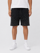 Black Rebel Minds Washed Rhinestone Galaxy shorts with sparkling rhinestone details, casual fit, and stylish galaxy-inspired design.