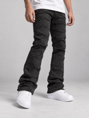 Roar Denim 'Frayed' Stacked Flare Denim In Jet Black