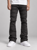 Roar Denim 'Frayed' Stacked Flare Denim In Jet Black