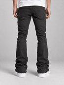 Roar Denim 'Frayed' Stacked Flare Denim In Jet Black