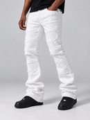 Roar Denim 'Frayed' Stacked Flare Denim In White