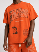 Orange Rolling Loud Speed Demon T-shirt featuring bold graphic design, casual fit, and comfortable cotton material.