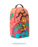 A colorful Sprayground backpack featuring a cartoon character design on a white background with a soft shadow underneath.