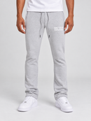 Men's SYIP See You In Paradise heavyweight flared sweatpants in Heather Grey, stacked view showing relaxed fit and textured fabric.