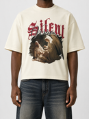 Silent Verse ‘Raised By An Angel’ Oversized Cropped T-Shirt (Cream)