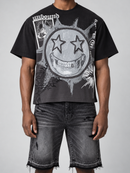 Black Smoke Rise Elevate wide crop tee, casual t-shirt with a relaxed fit and stylish design.