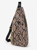 Snake pattern sling bag on a white background
