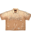 Rare Peace 'Who Decides Value' Rhinestone Cropped Collar Zip-up (Wheat) RJ6064 - FRESH N FITTED
