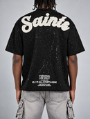VOYAGE STUDIO Saints Necklace Tee In Black