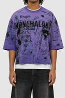 Kleep Tooley Washed 100% Cotton S/N Jersey 3/4 Sleeve Tee in Lavender KT1930S