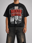 Mixed Emotion 'Lost Identity' S/S Rhinestone T-Shirt in Black